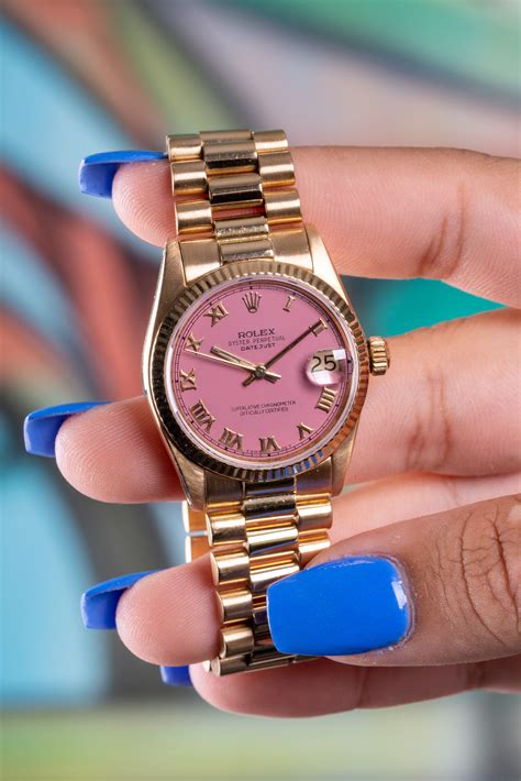 pink rolex|Rolex pink face watch.